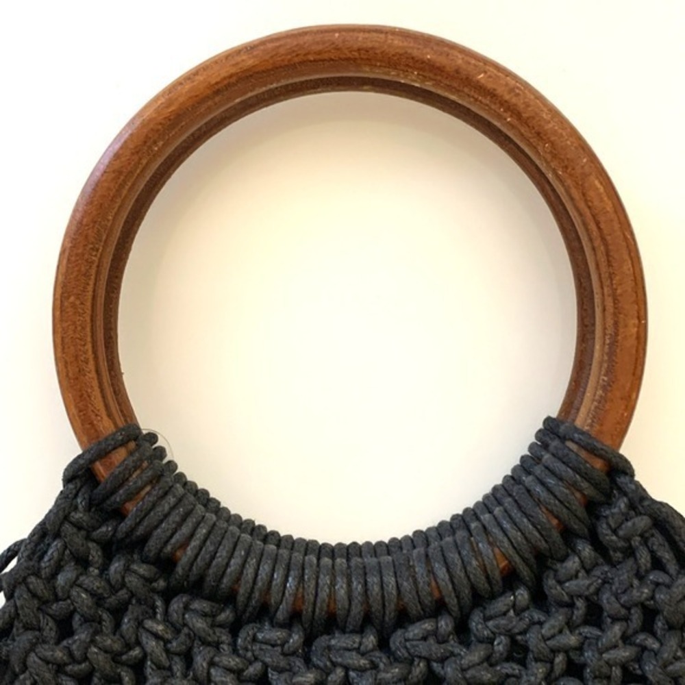 Urban Expressions Black Woven Macramé Summer Handbag "Milos Tote" - Picture 4 of 7